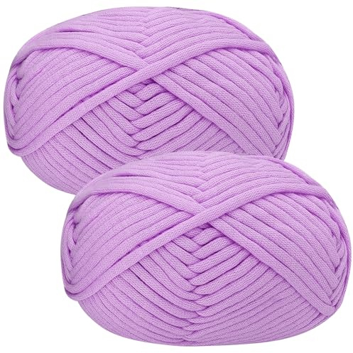Renyiz Tjockt garn för virkning, 2 x 50 g mjuk tjock ull för nybörjare och Amigurumi-projekt enkel virkning startkit lila garn