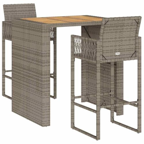 vidaXL Ensemble de Bar de Jardin 3 pcs sans Coussins Gris Poly rotin
