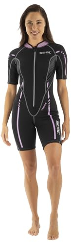 SEAC Trendy Lady, Muta Corta Monopezzo in Neoprene da 2.5 mm con Zip Frontale, per Snorkeling, Surf e Sport Acquatici in Acque Temperate per Adulti e Bambini, M