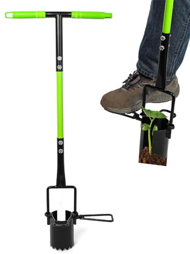 Glödlampa planteringsverktyg, Långt handtag Glödlampa Planterare Verktygssats, Flower Traplanter Device, Behagligt T-trädgårdsverktyg