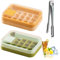 CYIOU 2 Piezas Cubiteras para Hielo Cubitera con Tapa Reutilizable Cubitos de Hielo de Plástico para Bandejas de Cubitera Hielo Whisky Cerveza Zumos Cócteles (Amarillas/Verdes)