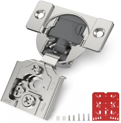 Chibery 4 Pack 3/4” Overlay 4D Soft Close Cabinet Hinges, Concealed Face Frame, Adjustable Closing Speed, 105° Opening Smooth Slow, Hidden Self Closing for Kitchen Corner, Cupboard (with Template)