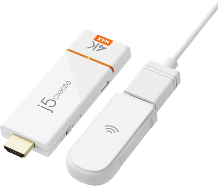 j5create ScreenCast 4K Max Wireless Display Adapter for 4K UHD Streaming Video and Audio from Mobile/Tablet/Laptop, Supports AirPlay, Miracast & Chromecast on Windows/MacOS, Android (JVAW76MAX)