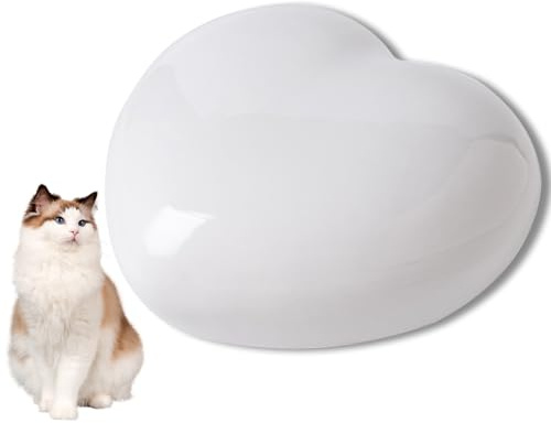 Duuclume Urne funéraire en céramique en forme de cœur pour cendres d'animaux domestiques, cadeau funéraire ou souvenir (blanc)