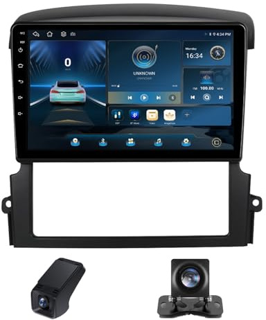 Carplay Android Radio Coche 2 DIN para Kia Sorento BL 2002-2011 con 9 Pulgadas Pantalla, Autorradio Bluetooth con WiFi/ADAS DVR/FM Navegación GPS+Cámara de Visión Trasera(X1)