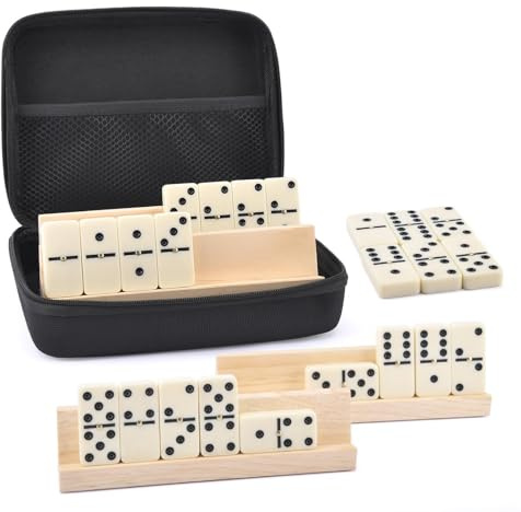 Retro dominospel set - vintage komplett fodral, klassisk samling av dominoer för vuxna, professionella plattor, lätt att bära reseutrustning, familjeunderhållning
