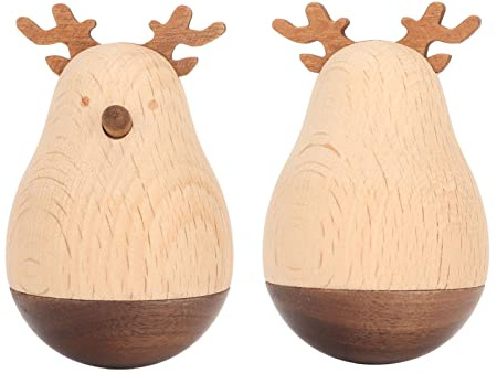Yusat Deer Wobbler Balanserande Leksak Wobbling Toy Roly Poly Toy Söt Dekorativt Syntetiskt trä med Utsökt Hantverk för Hemkontorspresent