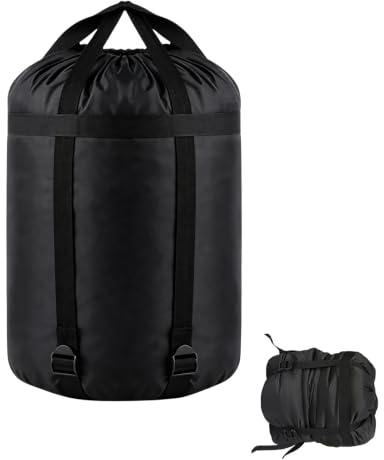 Rndqw 1Pcs Sleeping Bag Compression Sack, Lightweight and Portable Sleeping Bag Bag, Waterproof and Dustproof Stuff Sack, Suitable for Camping, Sports, and Water Sports (Black)