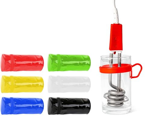 ROMMELSBACHER Reisetauchsieder RTG 351 - wärmeisolierter Griff, Überhitzungsschutz, mit Hartglasbecher (200 ml) und Etui (Farbe variabel), 350 Watt, Edelstahl