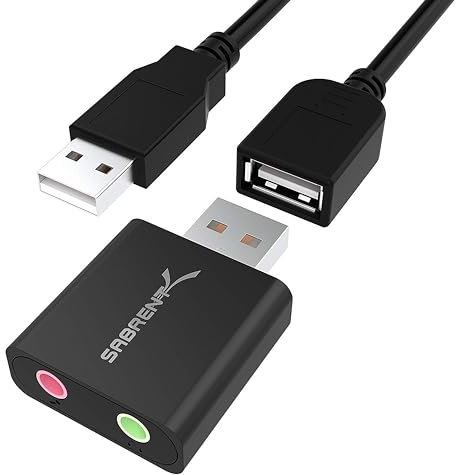 SABRENT Aluminum USB Externe Soundkarte, USB auf Klinke 3,5mm, Kopfhörer auf Klinke, Audio zu USB Adapter (AU-EMCB)