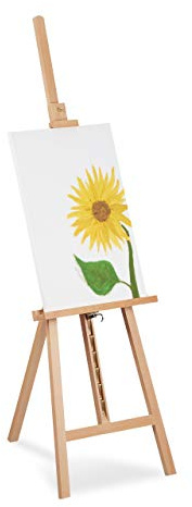 Relaxdays Staffelei, verstellbar, groß, stehend, für Kinder & Erwachsene, Holz, Höhe max. 128 cm, Malerstaffelei, Natur