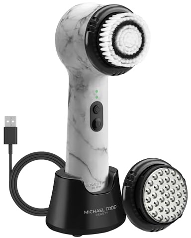 Michael Todd Beauty Soniclear Allure 2024 Best of Beauty Winner Facial Cleansing + Exfoliation Brush System with Antimicrobial Protected Bristles, 4 speeds, Serum Infusion Head + Travel Case