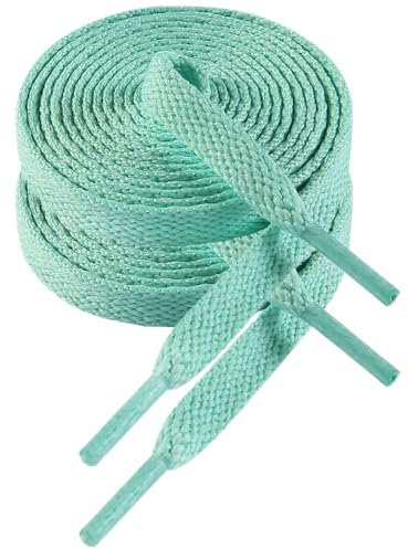 VSUDO 120 cm Cordones de Zapatillas Verde Menta Plano, 8mm Ancho Cordones de Zapatos Deporte Verde Menta, Mint Green Sneaker Shoelaces, Cordone Deportivos para Mujer o Hombre (1 Par-Verde Menta-120cm)