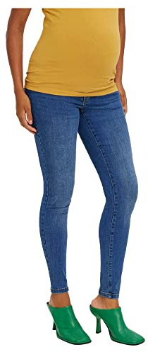 Mama.Licious VMMTANYA S Piping Jeans VI349 GA Noos, Jeans da Donna, Medium Blue Denim, L