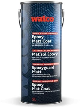 Watco Epoxy Matt Coat - 5L - Tough 2-pack epoxy concrete floor paint - Available in a variety of colours - Ideal for warehouses, workshops, production areas and showrooms (BLACK RAL 9005)