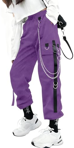 DINGJIUYAN Kpop Fashion,camo Cargo Pants for Women,Purple Pants for Women,alt Pants,Cool Pants,Gothic Pants,Sweatpants Women Baggy,red Cargo Pants for Women,Punk Pants