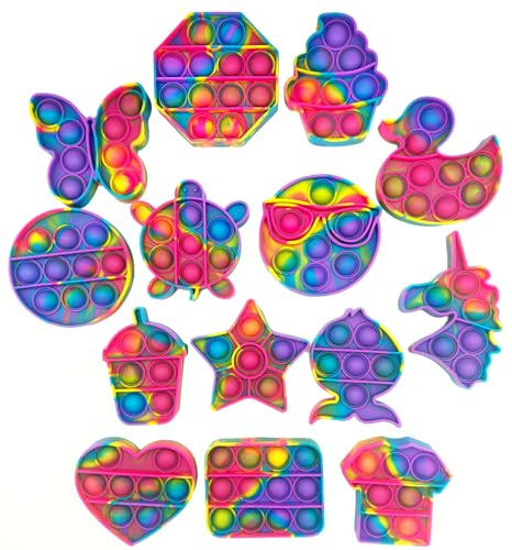 14 Pack Pop Fidget Sensory Toys Party Favors for Kids 4-8 8-12 Year Boys Girls Mini Fidget Toy Bulk Bubbles Popper for Easter Basket Stuffers Stress Toy for Birthday Party Favors Toddler Toys