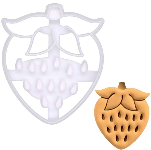 BAKERLOGY Emporte-pièce Fraise - Conception détaillée d'emporte-pièces pour la pâtisserie et l'artisanat, adaptée au fondant, à la pâte, à l'argile
