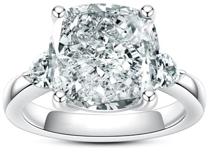 Gobaalele Cubic Zirconia Engagement Ring 8.5cttw Cushion Cut 5A Grade 3 Stones Simulated Diamond CZ Anniversary Promise Wedding Ring for Women Size5