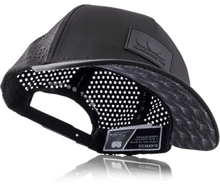 Blackskies® Pro Flow Sport Performance Cap | Wasserabweisende Unisex Premium Baseball Kappe | Laufen Padel Gym Joggen Surfen Strand Tennis Herren Damen Trucker - Basecap Männer Schwarz