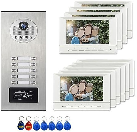nmbhus Apartment Video Building Intercom Door Phone Kits Video Door Intercom System Multi Buttons For 2-12 Units(Size:F KIT)