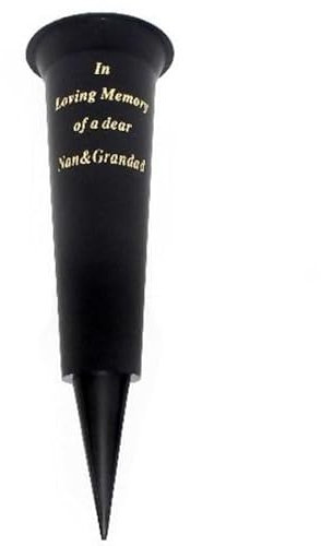 Jarrón especial para tumbas conmemorativas con pinchos en memoria amorosa, jarrón conmemorativo especial para tumbas, soporte de flores de cementerio de plástico con estaca, (1, abuela y abuelo)