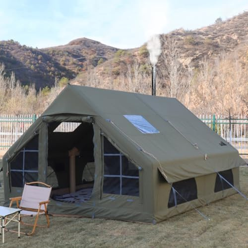 Sport Tent Waterproof 4 Season Army Cotton Inflatable Tents with Rain Cover and Pump,Air Tent 6-8 Person Glamping Tent Large Pop-Up Tents,Easy Setup