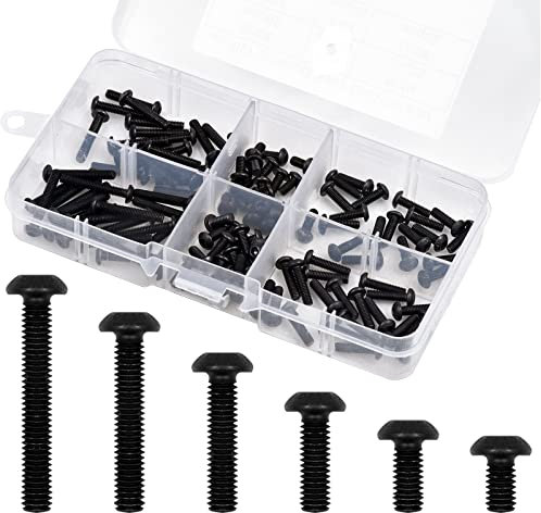 Kit de 120 Pièces M3 en Acier au Carbone - Vis à Six Pans Creux et Tête Cylindrique avec Écrou Hexagonal - 6/8/10/12/16/20 mm