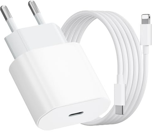 Caricatore iPhone, Caricatore USB C da 20W con Cavo i Phone da 1M, Caricabatterie per i-Phone 14/13/ 12/11/ X/ 8/7