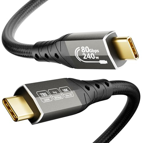 ZIKNYDO 80Gbps for Thunderbolt 5 Cable 1m, USB 4 2.0 Cable 120Gbps Bandwidth for 16K/Dual 8K Displays, PD3.1 240W Charging, for Thunderbolt 4, SSD, MacBook M4 Pro/Max, eGPU, Mac mini M4 Pro (3.3FT)