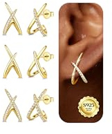 YADOCA 3Paires Boucles d'Oreilles Femme Argent 925 Zirconie Cubique Hypoallergénique pour Oreilles Sensibles Minimaliste Petite Clous Boucles d'Oreille Bijoux à La Mode Cadeaux
