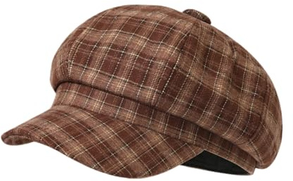 AMateschitz Skärmmössa män och kvinnor, varm ballongmössa med skärm, rutig vintermössa, vintage skärmmössa, vinter, basker mössa, åttanktangel, nysboy-keps, retro, tallriksmössa för fest, kamel, one