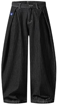 Aelfric Eden Baggy Barrel Jeans pour homme et femme à rayures larges Unisexe Vintage Pantalon de loisirs Y2K à rayures Pantalon chino décontracté avec jambe large