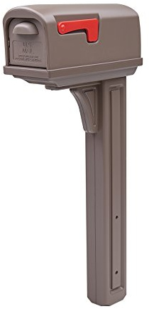 Gibraltar Mailboxes Classic Medium Capacity Double-Walled Plastic Mocha, All-In-One Mailbox & Post Combo Kit, GCL10000M,large