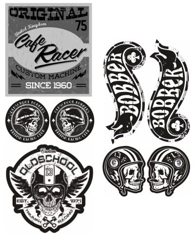 cut-it folientechnik & design MG612 / Aufkleber Set Bobber - Breite je Sticker ca. 6cm + 3cm Cafe Racer Old School Scrambler Motorrad Biker Rocker
