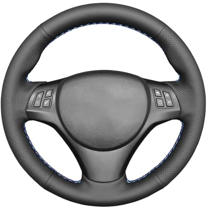 MEWANT Rattöverdrag för Sport M3 E90 E91 E92 E93 E87 E81 E82 E88 X1 E84 av svart konstläder, bilrattskydd | för sport M3 E90 E91 E92 E93 E87 E81 E82 E88 X1 E84 svart konstläder bil rattskydd mikrofiber läder andas