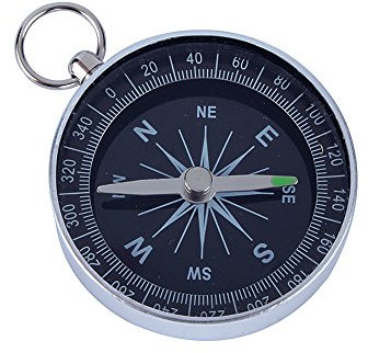 Kompass mit weißem Zifferblatt, isiert, 45 mm Aluminiumgehäuse, Silber, tragbarer Taschenkompass für Outdoor-Cam, Wandern, Sport, Navigation