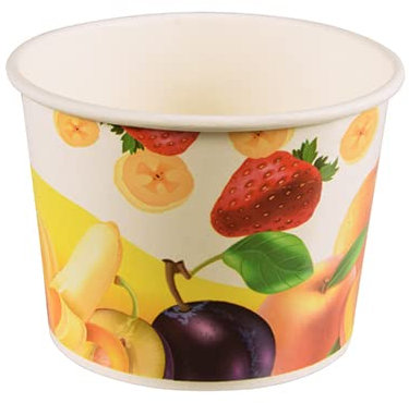 tradingbay24 Eisbecher, Pappe rund 500 ml Ø 11,2 cm, 7,8 cm tbU90239 Eis-Schale Dessertschalen Früchte-Dekor, 50 Stück