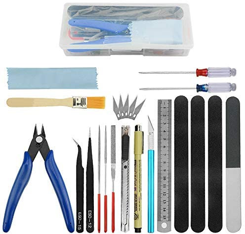 BGTXINGI 19-teiliges Modell-Werkzeug-Set Gundam Modell-Werkzeug-Set mit Kunststoffbox, Modellbau-Montage, Auto-, Hobby-Modellbau, Reparatur und Befestigung