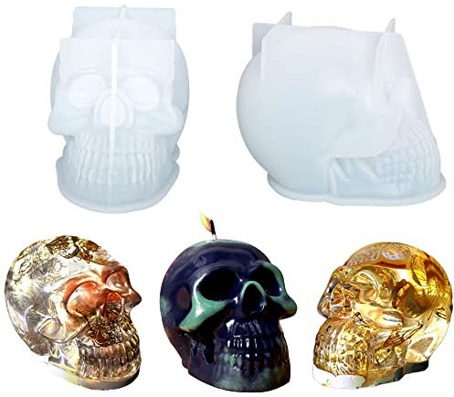 Woohome Silicone Skull Moulds - 2 PCS Skull Storage Jars for Resin & Epoxy, Jewelry Container Box, Home Decoration