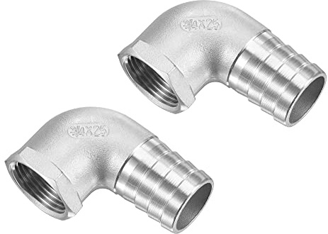 M METERXITY 2-pack slangbeslag – 90 graders armbåge rostfritt stål 25 mm rörkontakt applicera på vattenbränsle (3/4 tum NPT honrör)