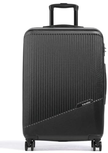 Travelite 4-hjuls resväska set 3 delar storlekar L/M/S, bagage serie Bali: ABS hårda skal trolleys, svart, Trolley Größe M (67 cm), Trolley med hårt skal med 4 hjul