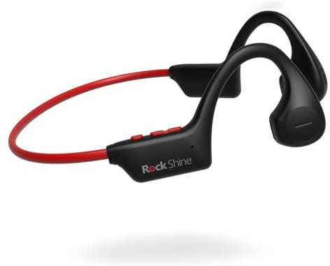 RockShine R1 - Écouteurs BT sans Fil à Conduction, Bluetooth 5.2, Audio Hi-FI, résistant à la Transpiration, Longue durée de Vie de la Batterie, Ajustement Confortable, Rouge