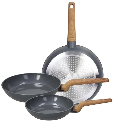 Tognana T-Care, Set 3 padelle 20/24/28 cm, alluminio, grigio scuro
