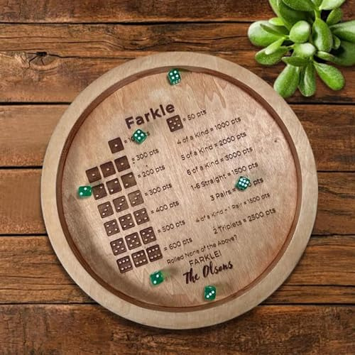 Wooden Farkle Classic Dice Game Tray for Family Board Games and Travel
