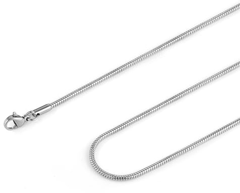 HZMAN 0.9mm Silver Snake Chain Necklace for Women Stainless Steel Thin Chain Necklace 16-30'' Jewelry Gift (Silver,0.9mm,18)