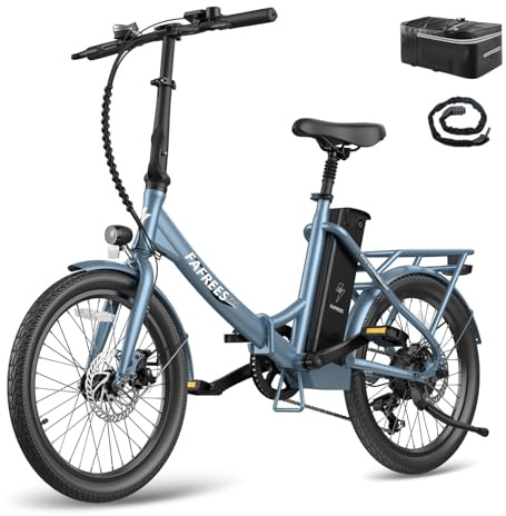 Fafrees F20 Lasting E Bike hopfällbar cykel 20 tum, elcykel 250 W, Pedelec 36 V 18,2 Ah batteri, 25 km/h E-cykel för män kvinnor, vikbar cykel stadscykel räckvidd upp till 125–160 km (blå)