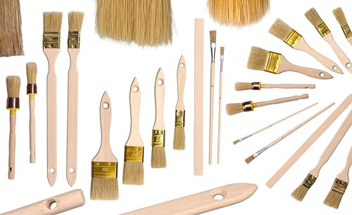 ToolSpace Pinselset - Flache Pinsel, Runde Kalorische Pinsel - Malerpinsel Zum Streichen - Verschiedene Farbtypen: Acryl, Emulsion, Lacke, Naturborstenpinsel für DIY Wand- und Möbelmalerei Malerpinsel