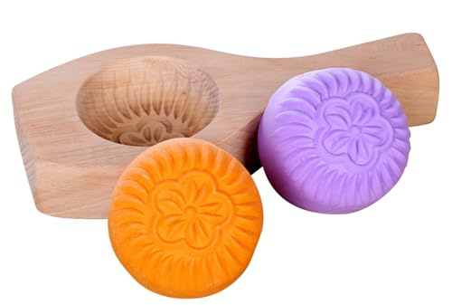 VALINK DIY ångad bullform, månkakform i trä, blomformad kakform, dumpling tillverkare trä ångad bulle form fylld bulle som gör mögel bulle matlagningsverktyg E