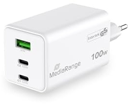 Chargeur Média 100W 3-Port 2x USB-C u. 1x USB-A, blanc